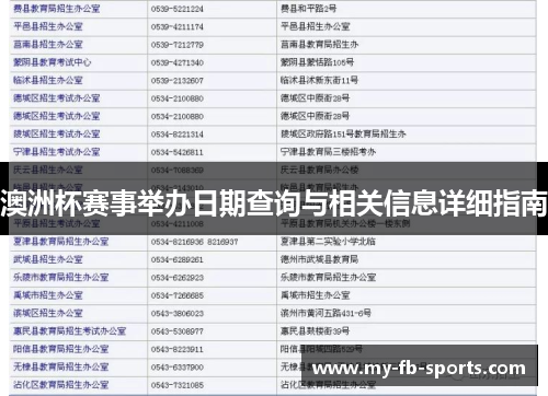 澳洲杯赛事举办日期查询与相关信息详细指南 澳洲杯赛事举办日期查询与相关信息详细指南